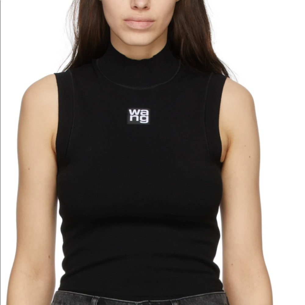 Alexander Wang Black Logo Patch Muscle Tank Top